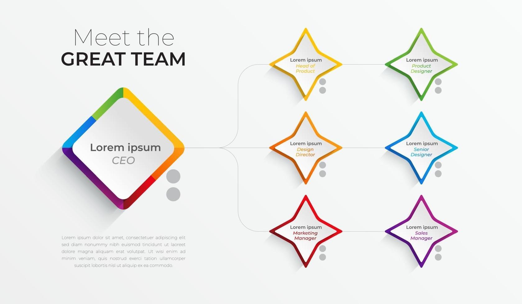kleurrijke organisatorische team grafiek infographic. vector