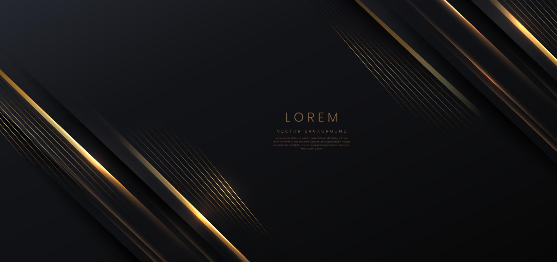 abstract elegant zwart achtergrond met gouden lijn en verlichting effect fonkeling. luxe sjabloon prijs ontwerp. vector