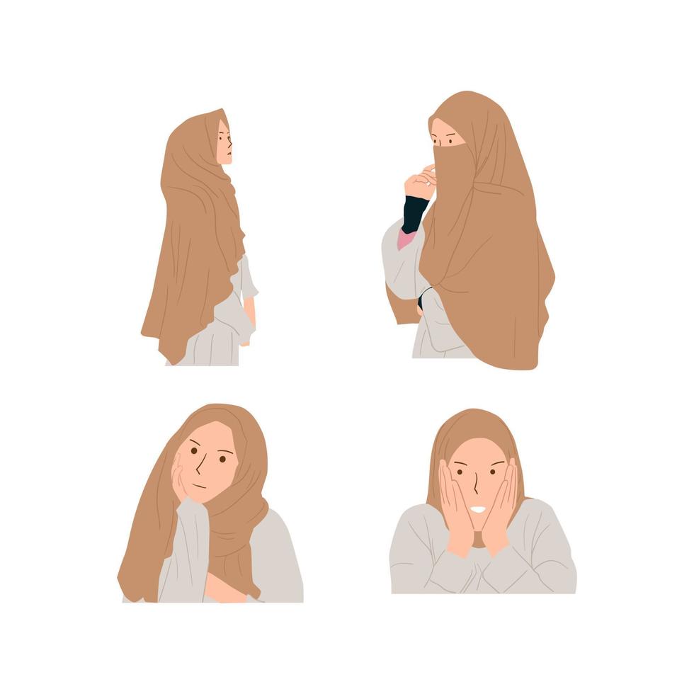 verzameling van illustraties van hijab Dames vector