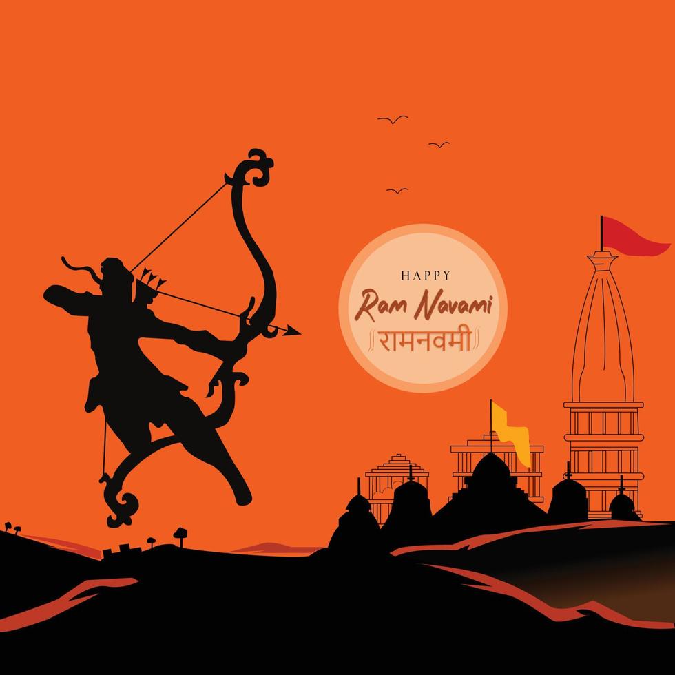 gelukkig RAM navami festival van Indië. heer rama met pijl. vector illustratie ontwerp