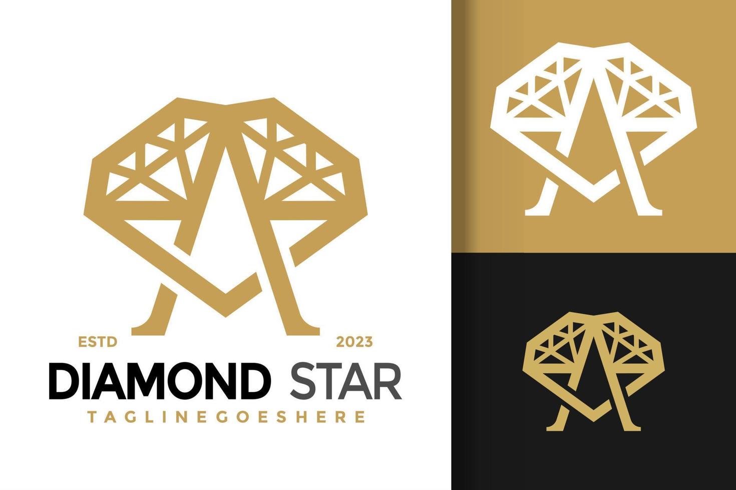 brief een diamant ster logo vector icoon illustratie