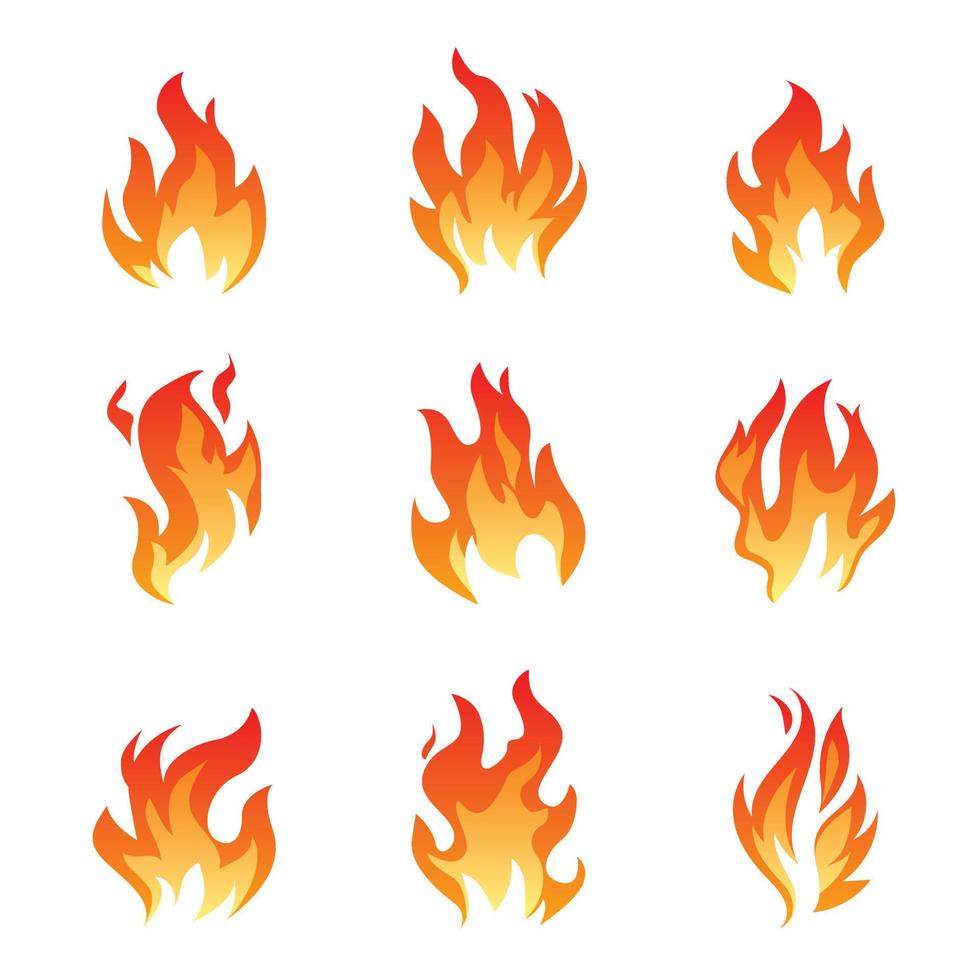 reeks van brand en vlam pictogrammen. vector illustratie en grafisch schets elementen.