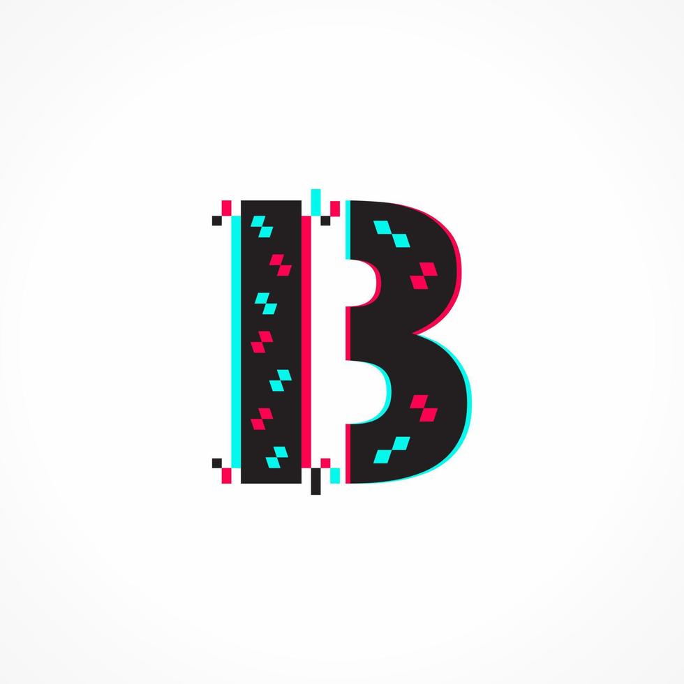 abstract glitch effect zakelijke identiteit brief b logo ontwerp vector