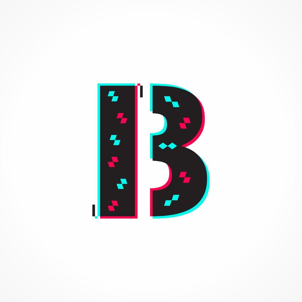 abstract glitch effect zakelijke identiteit brief b logo ontwerp vector