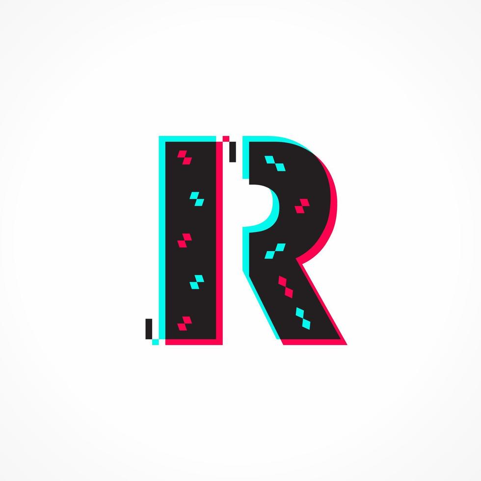 abstract glitch effect zakelijke identiteit brief r logo ontwerp vector