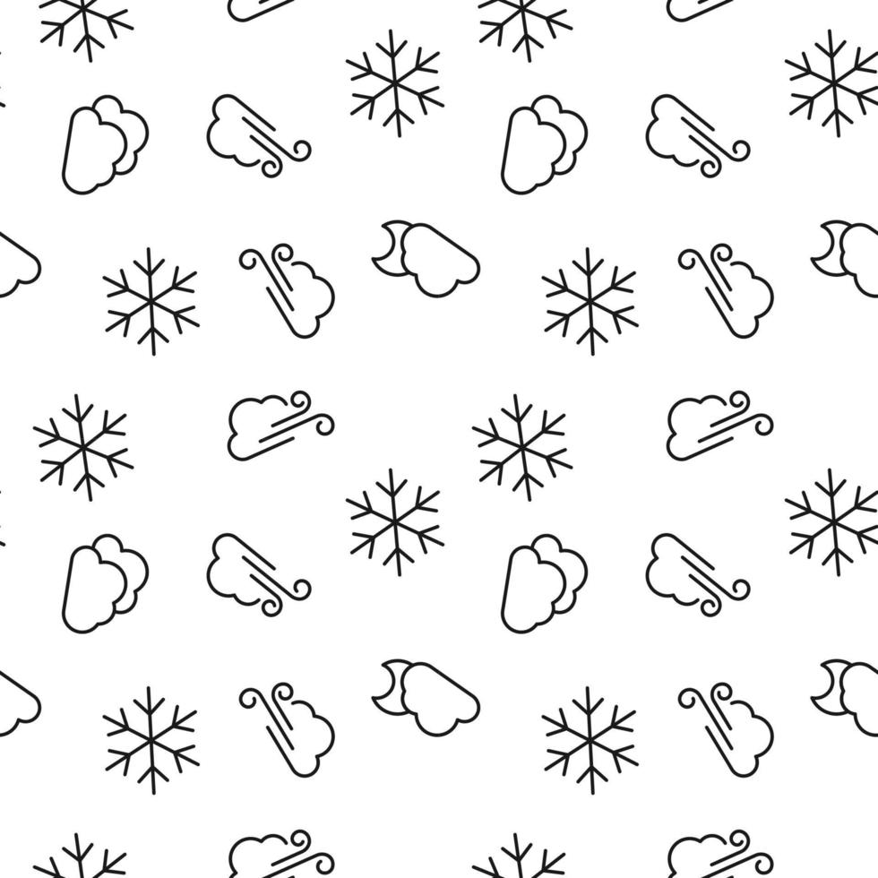 naadloos monochroom herhalen patroon van wind en sneeuw vector