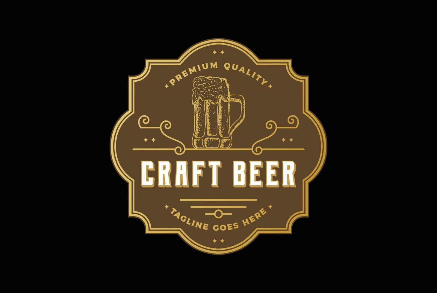 wijnoogst retro ambacht bier brouwen brouwerij insigne embleem etiket logo ontwerp vector