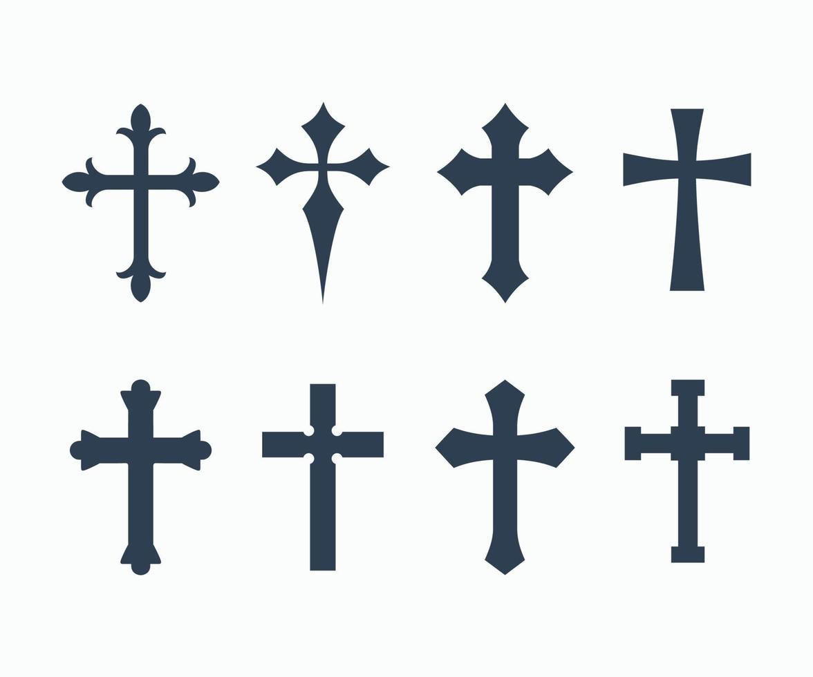 christen kruis vector symbool vlak stijl. reeks van verschillend kruisen icoon