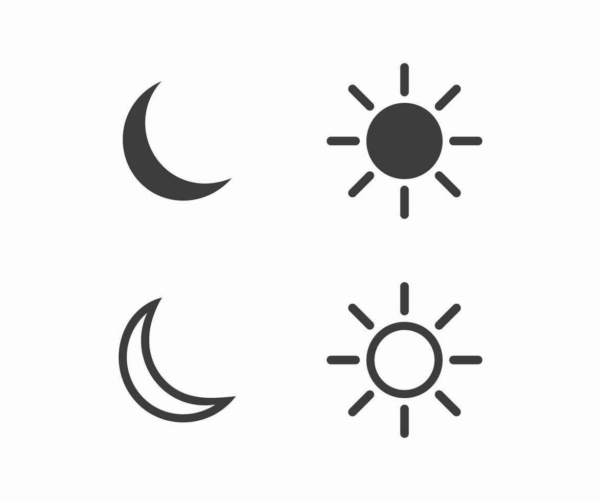 maan en zon icoon vector symbool vlak en lijn stijl