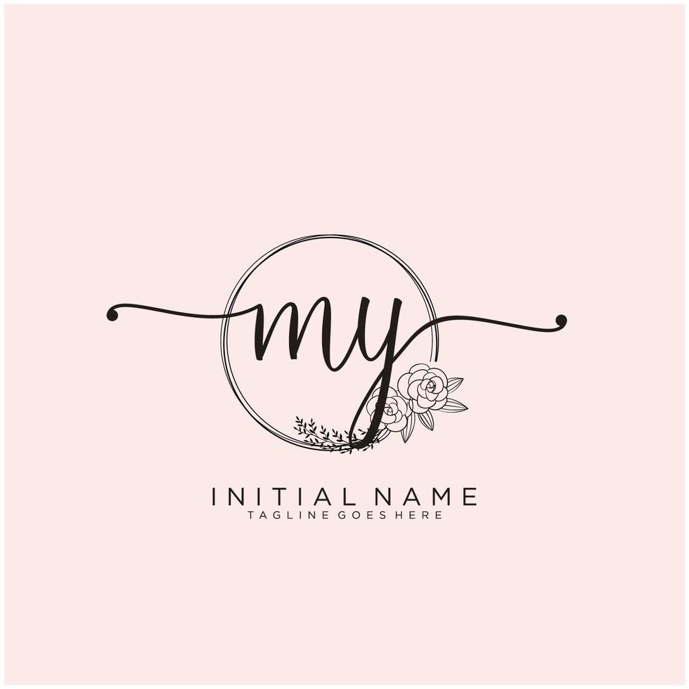 eerste mijn vrouwelijk logo collecties sjabloon. handschrift logo van eerste handtekening, bruiloft, mode, juwelen, boetiek, bloemen en botanisch met creatief sjabloon voor ieder bedrijf of bedrijf. vector