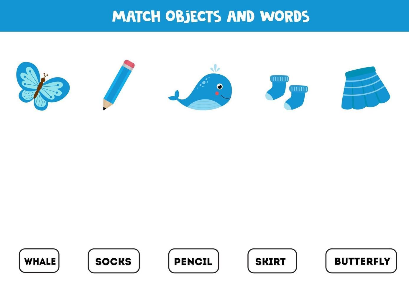 matching game met kleurrijke blauwe objecten. logisch spel. vector