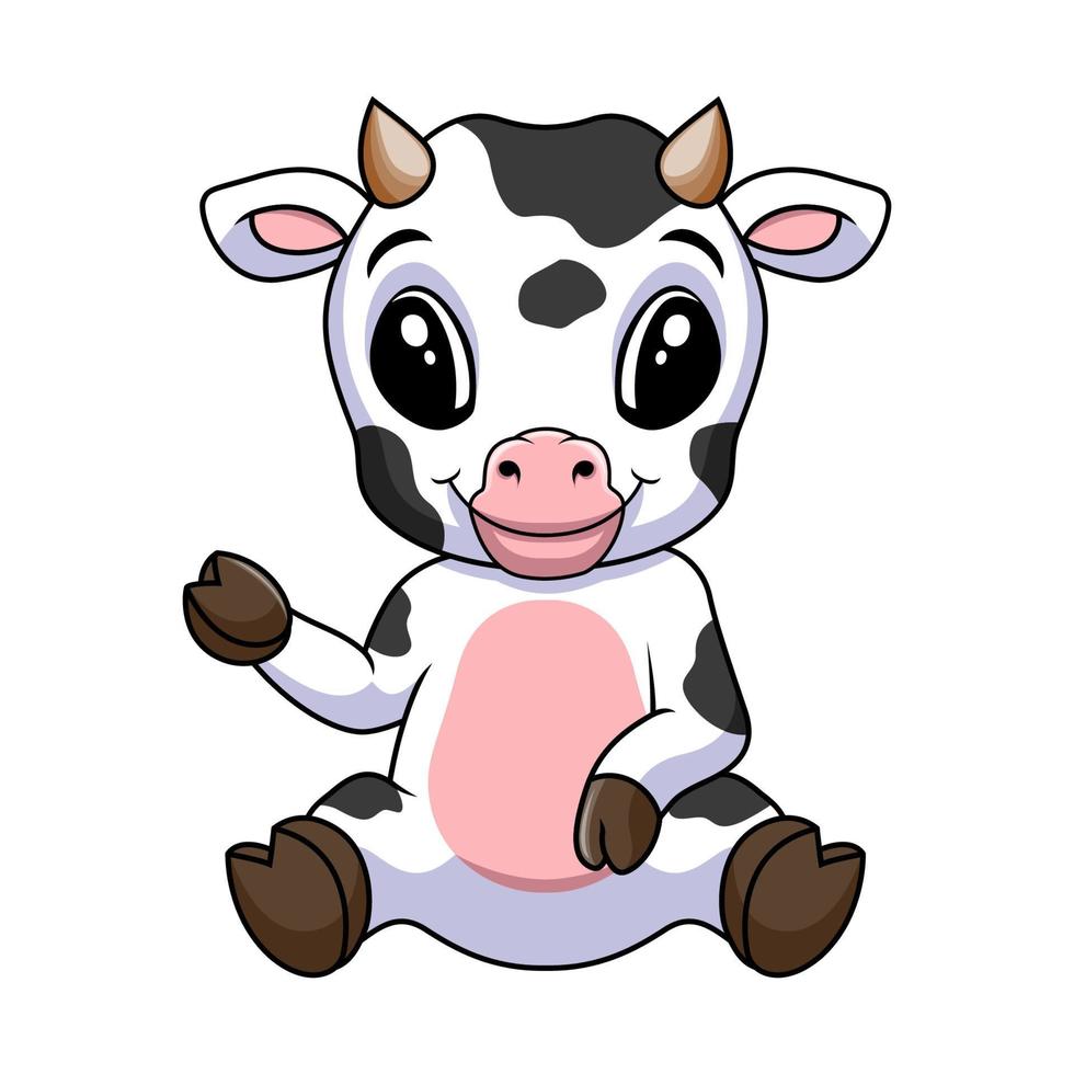 schattig baby koe is zittend vector