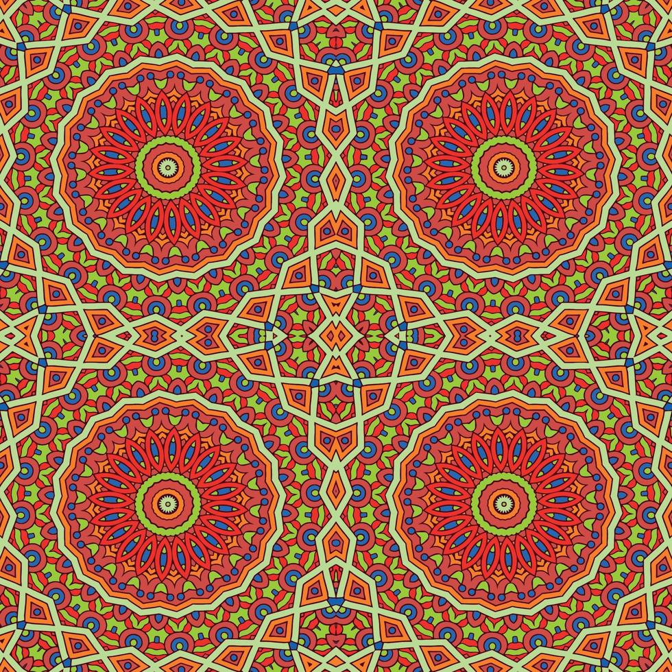 een kleurrijk patroon met een mandala ontwerp Aan een donker achtergrond vector