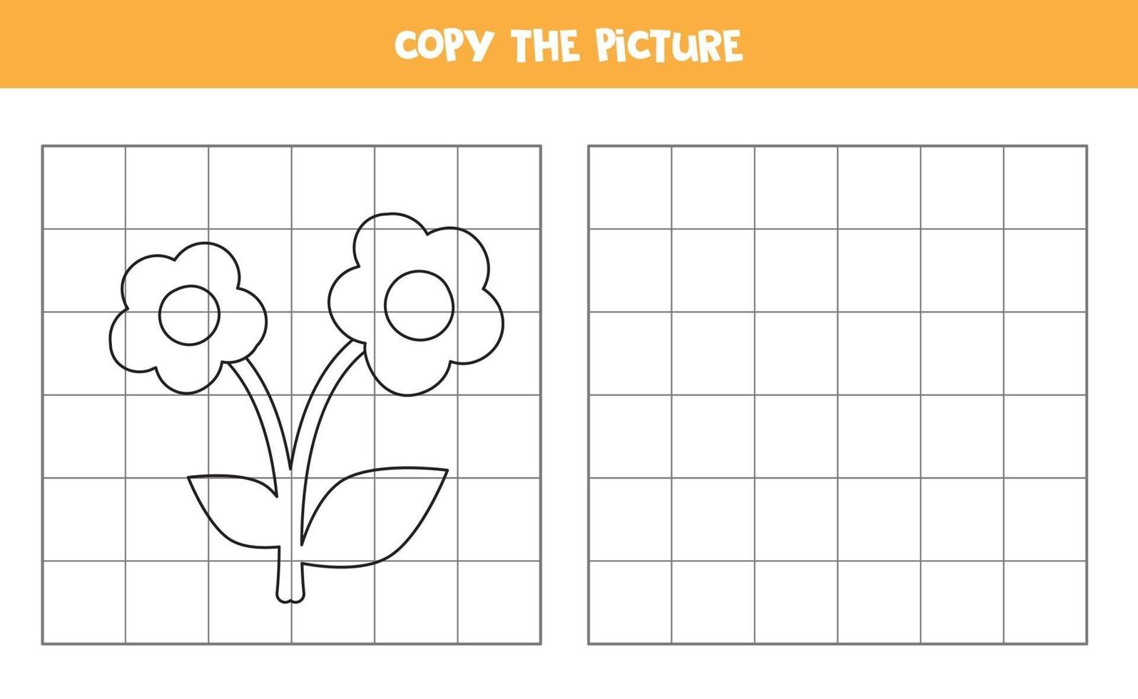 kopieer de afbeelding. cartoon bloem. logisch spel voor kinderen. vector