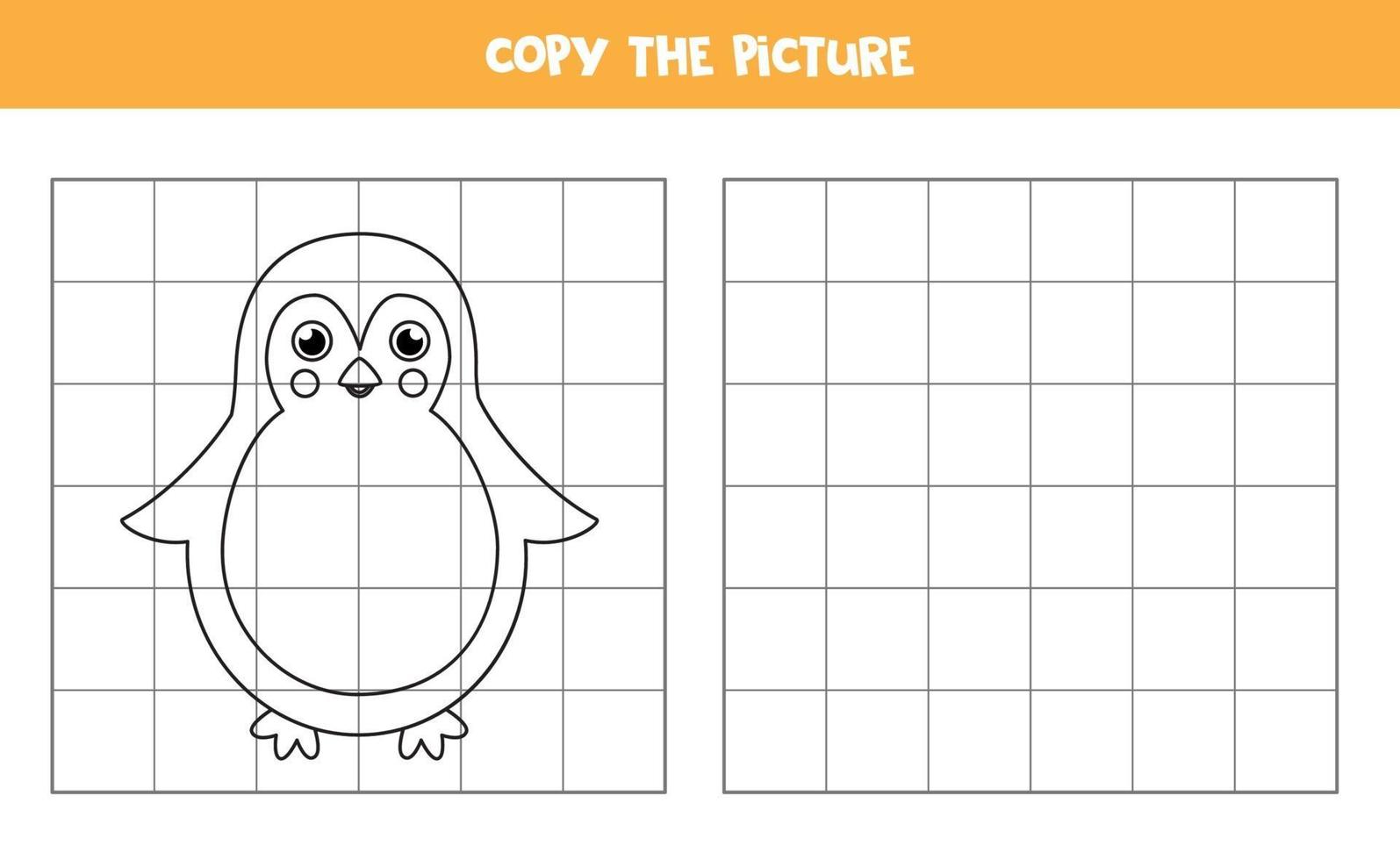 kopieer de afbeelding. schattige pinguïn. logisch spel voor kinderen. vector