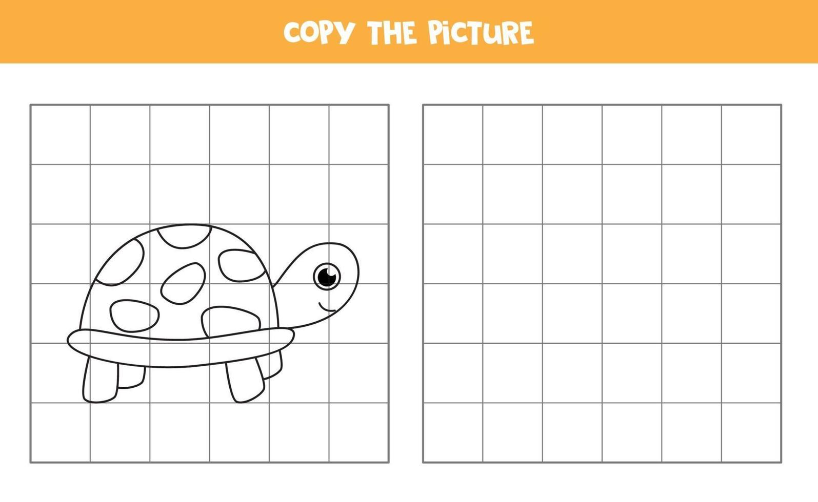 kopieer foto van schattige schildpad. educatief spel voor kinderen. vector