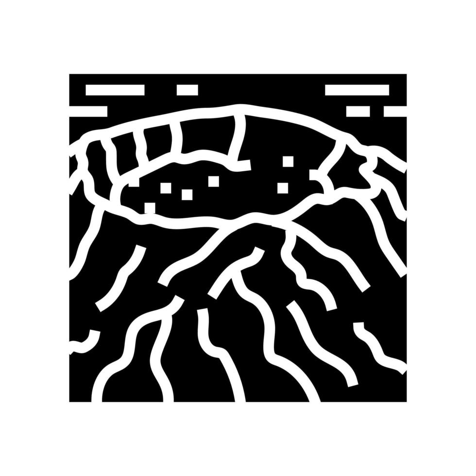 krater lava vulkaan glyph icoon vector illustratie