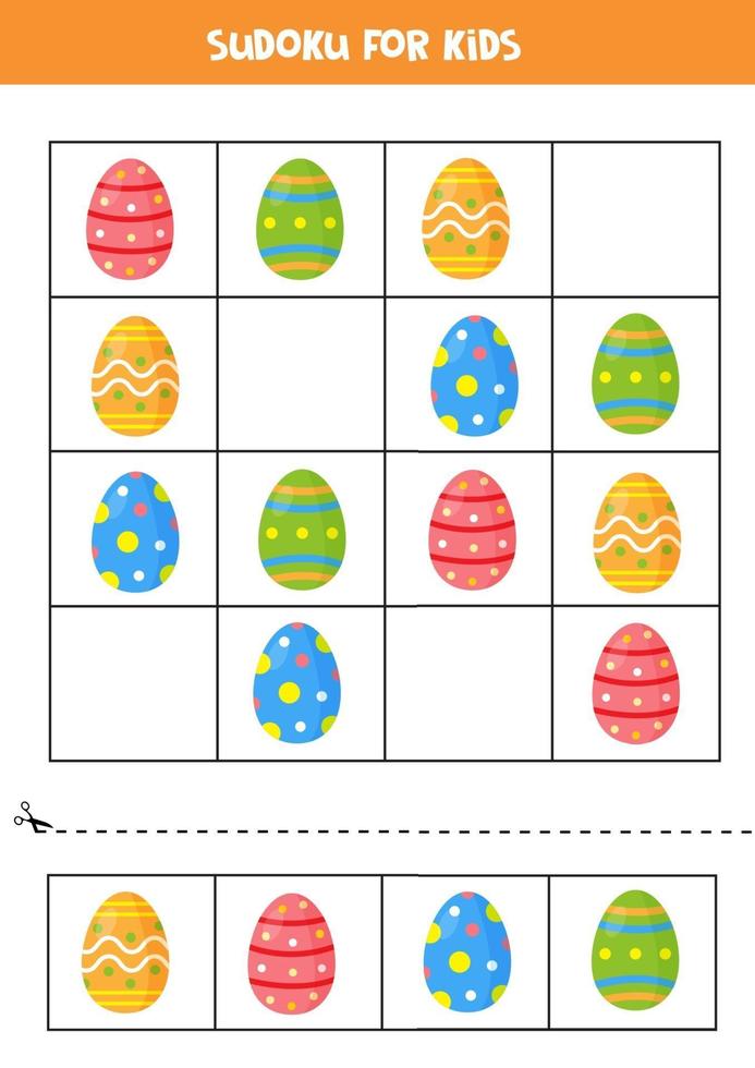 Sudoku-spel. set van kleurrijke paaseieren. vector