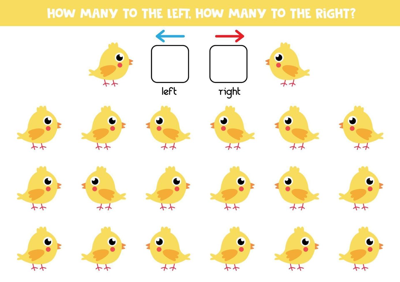 links of rechts met kip. logisch werkblad voor kleuters. vector