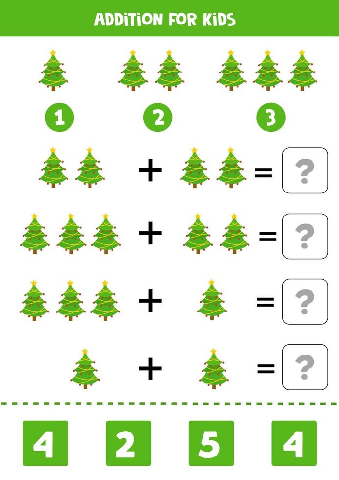 toevoeging voor kinderen met kerstbomen. vector