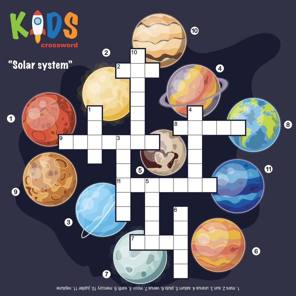 zonnestelsel kruiswoordraadsel vector