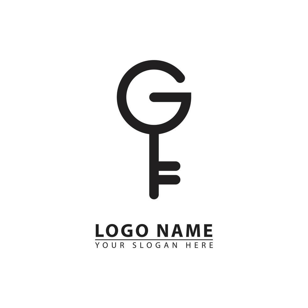 brief g en sleutel vector logo icoon.