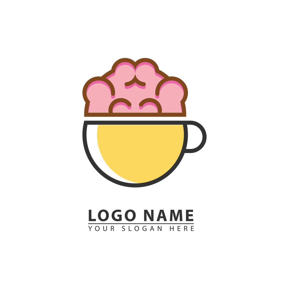 koffie kop en hersenen combinatie vector logo icoon.