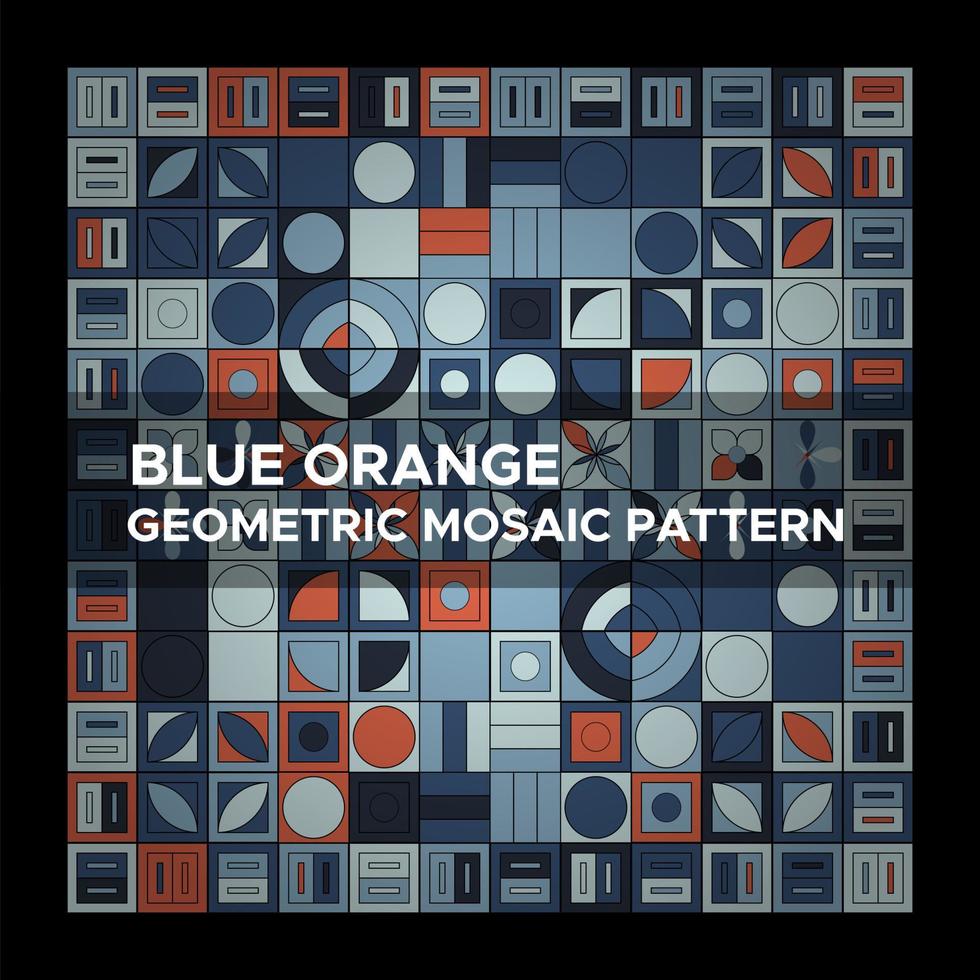 blauw oranje meetkundig mozaïek- patroon vector