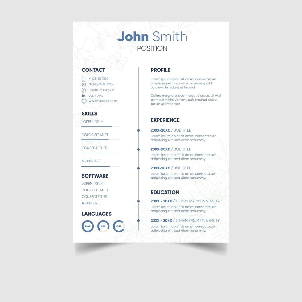 minimalistische professioneel CV of hervat sjabloon ontwerp vector