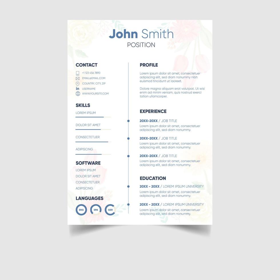 minimalistische professioneel CV of hervat sjabloon ontwerp vector