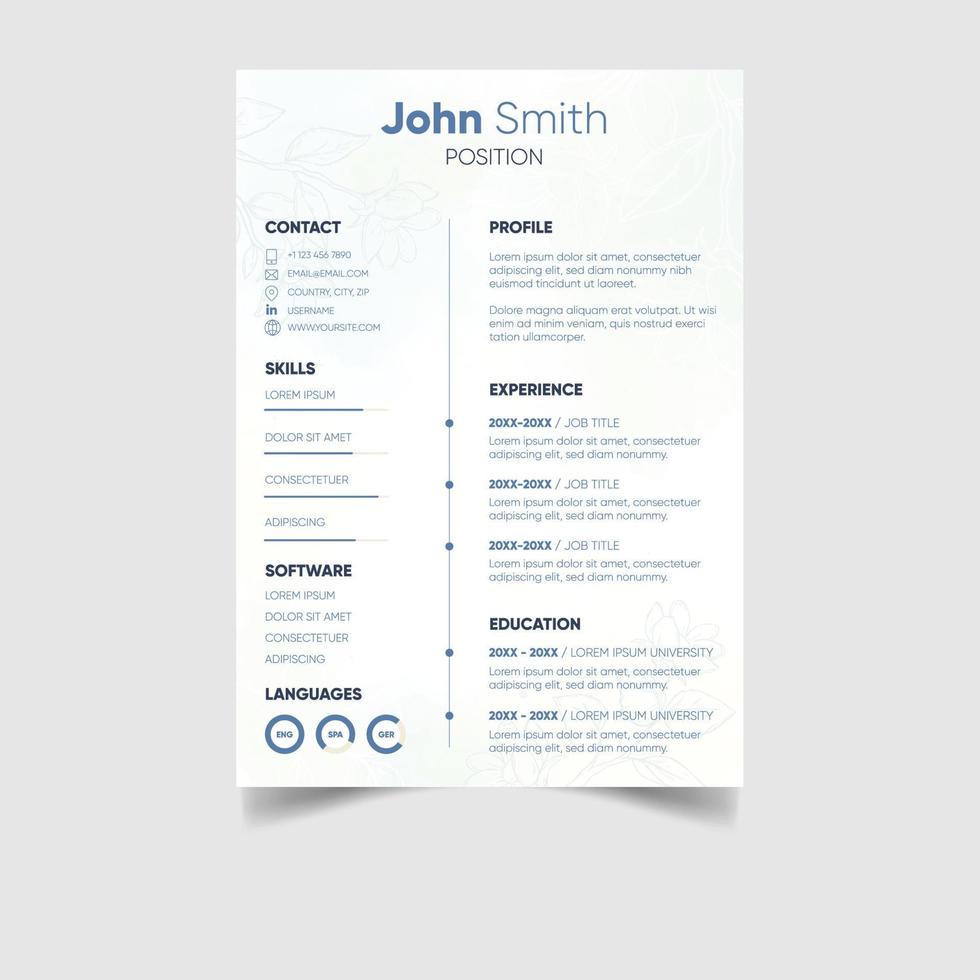 minimalistische professioneel CV of hervat sjabloon ontwerp vector