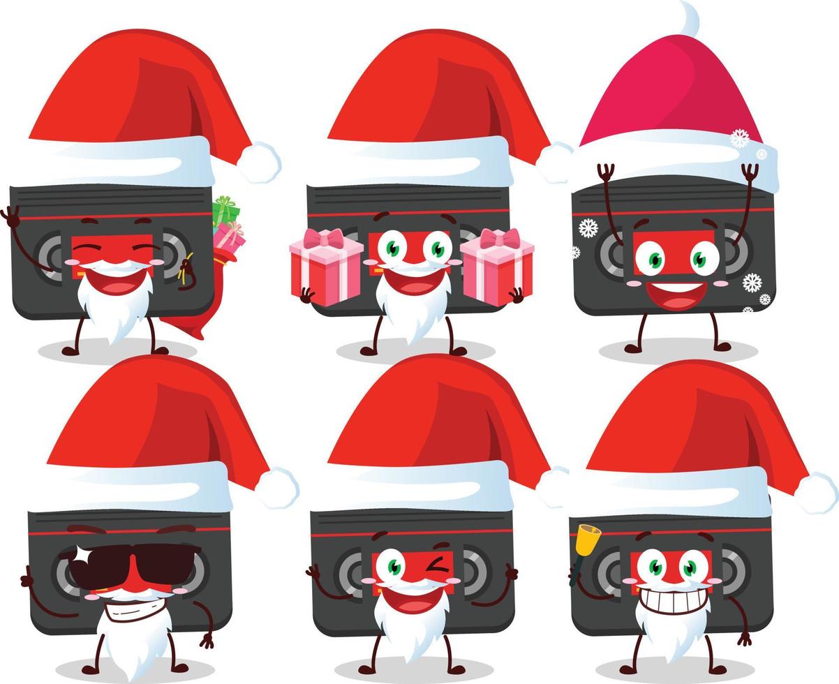 de kerstman claus emoticons met retro cassette tekenfilm karakter vector