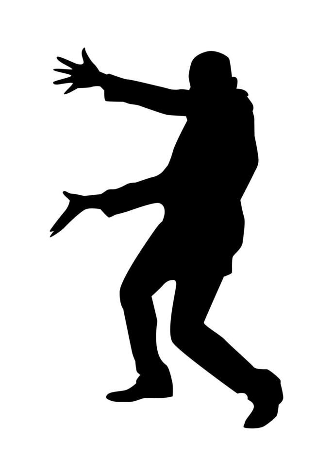 silhouet van Mens presenteren met houding, grappig gebaar. tadaa. vector illustratie.