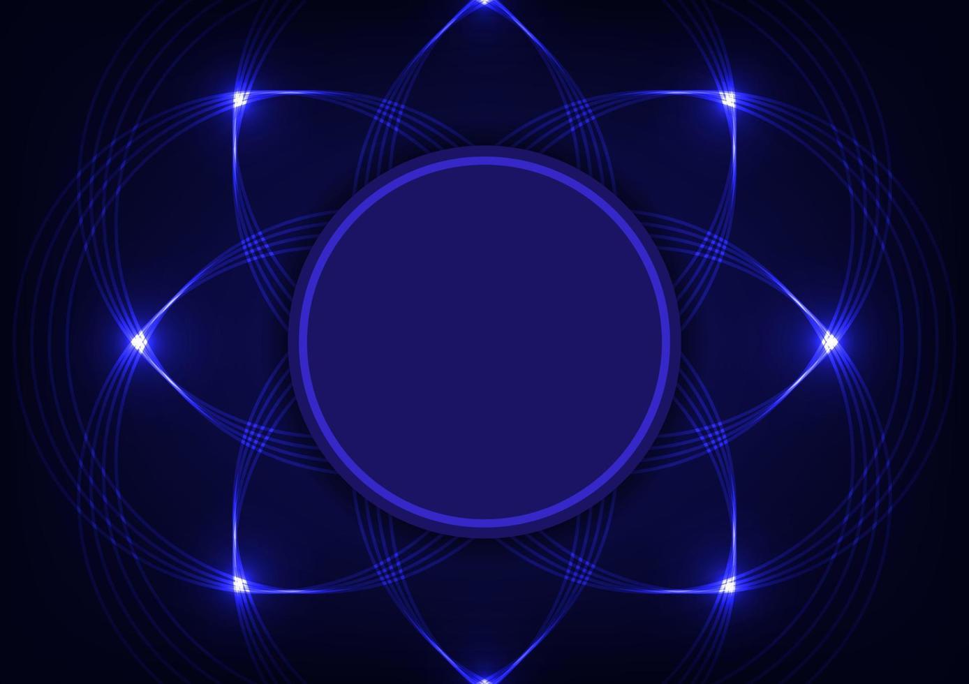 abstract blauw neon bloem technologie licht lijn cirkel centrum achtergrond vector