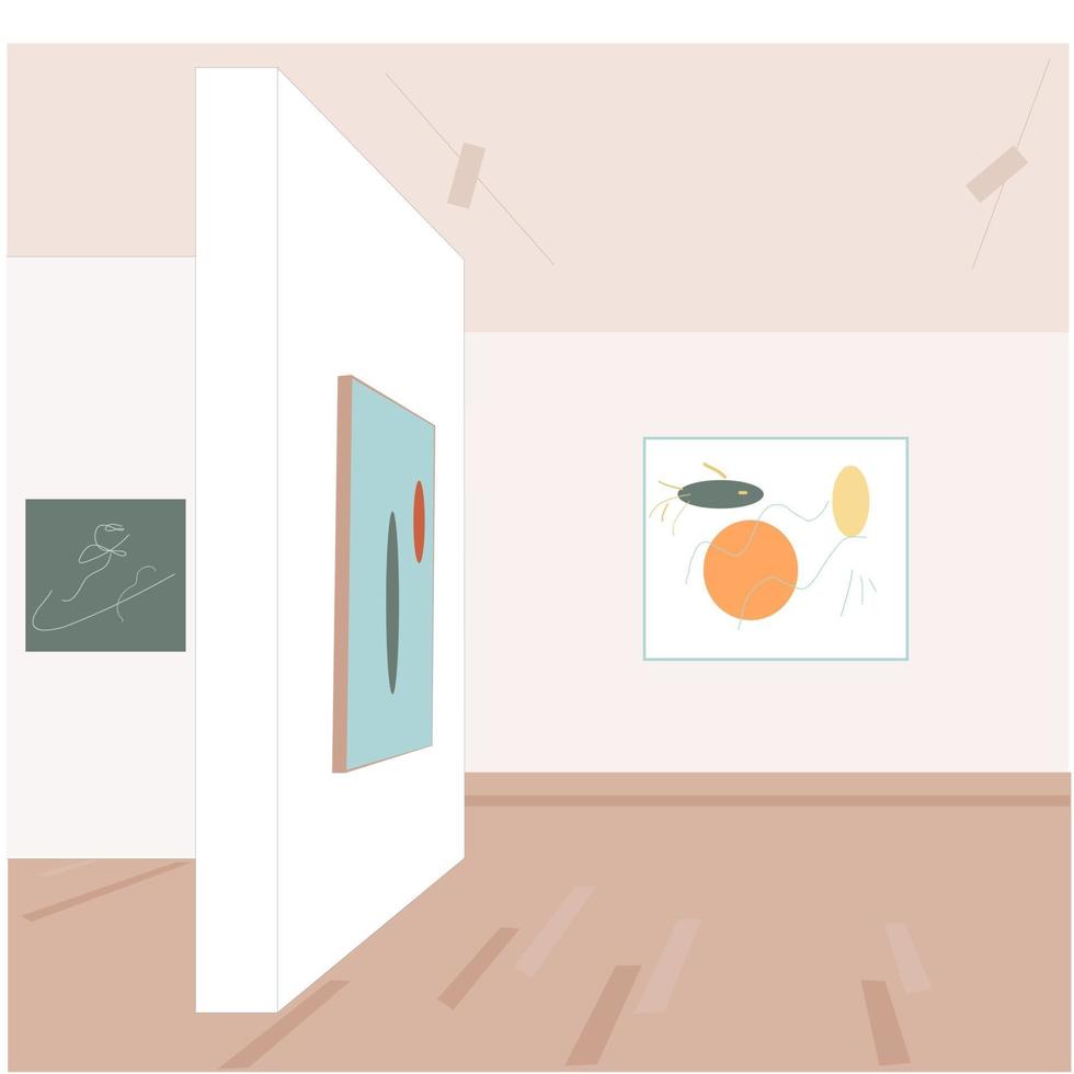 interieur van een moderne kunstgalerie vector