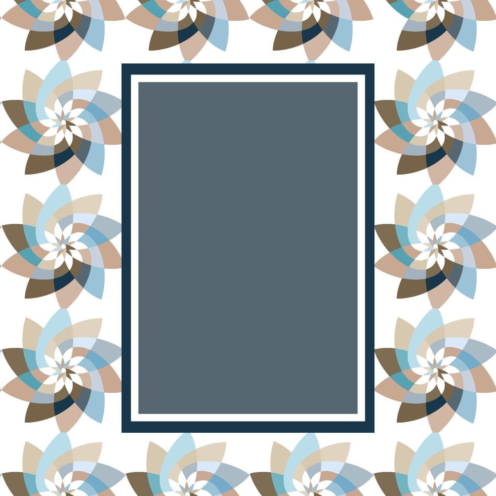 grafisch bloem rechthoekig sjabloon met kopie ruimte marineblauw vector