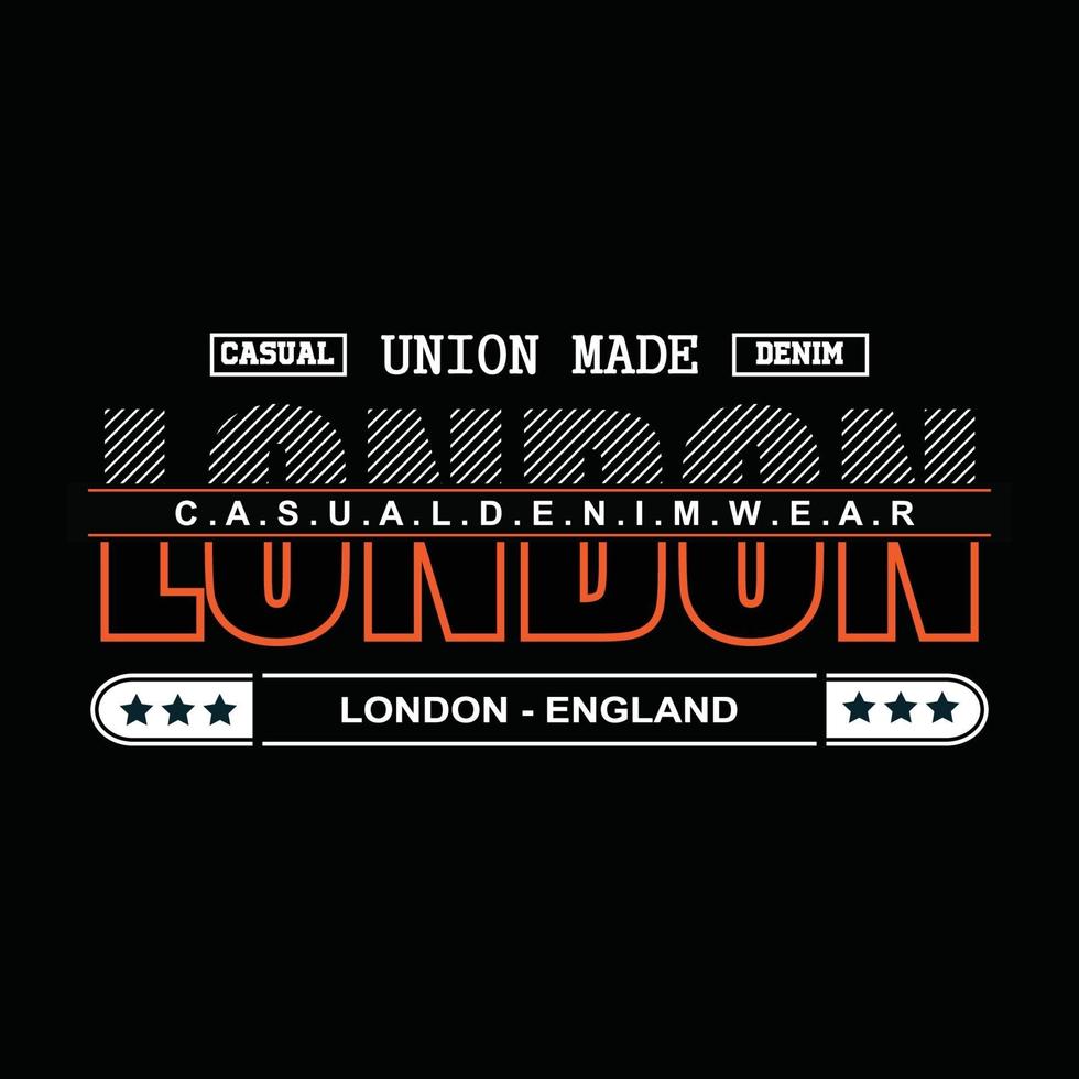 Londen denim typografie t-shirtontwerp vector