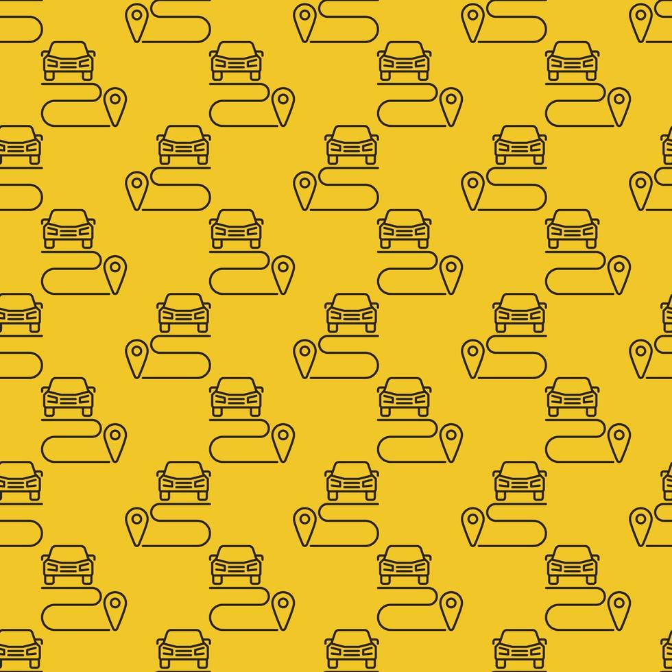 auto delen rijden vector route concept lijn geel naadloos patroon