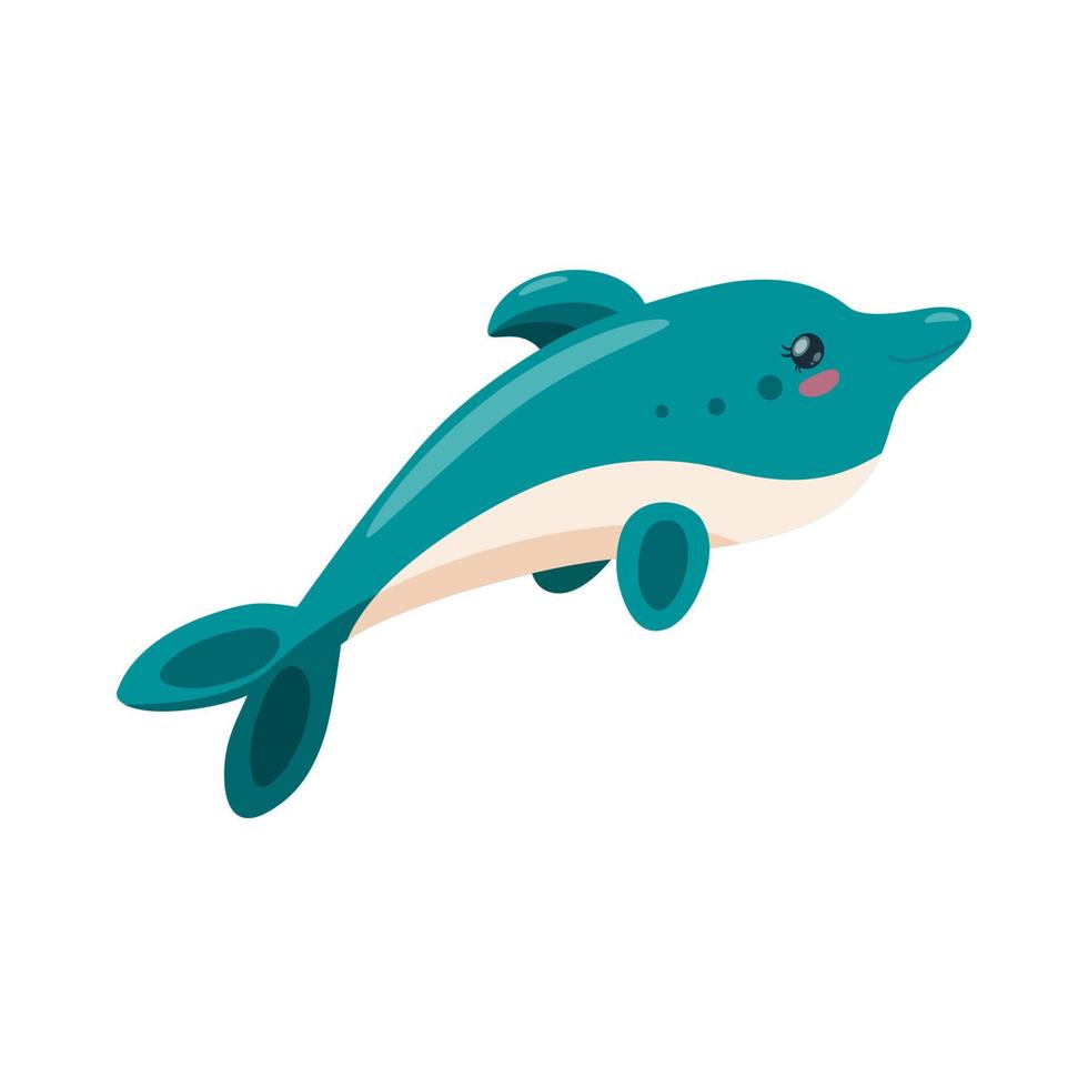 dolfijn geïsoleerd in wit achtergrond. schattig speels baby dolfijn, intelligent onderwater- dier. vector illustratie