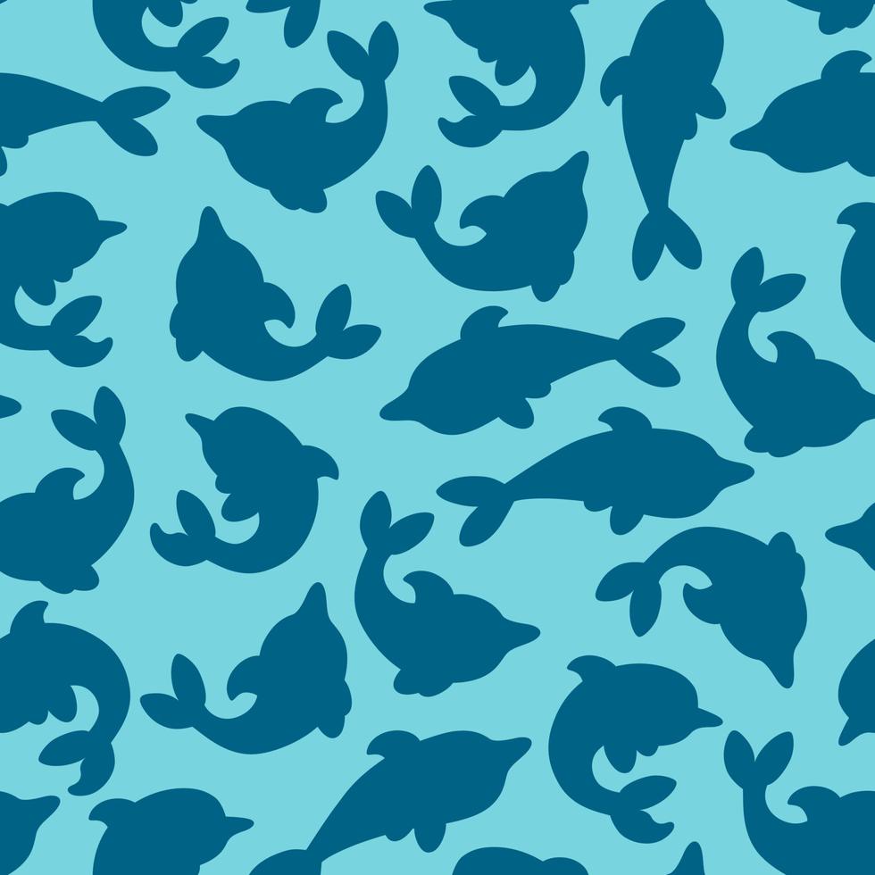 naadloos patroon met silhouetten van dolfijnen. minimalistisch ontwerp met dolfijnen voor prints en achtergronden. vlak vector illustratie.