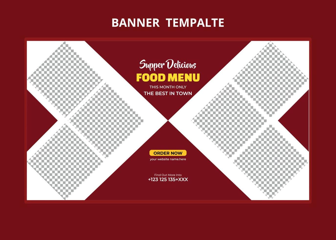 restaurant voedsel menu sociaal media afzet web spandoek. pizza, hamburger of Hamburger online uitverkoop Promotie video miniatuur. snel voedsel website achtergrond. voedsel folder met logo en bedrijf icoon. vector