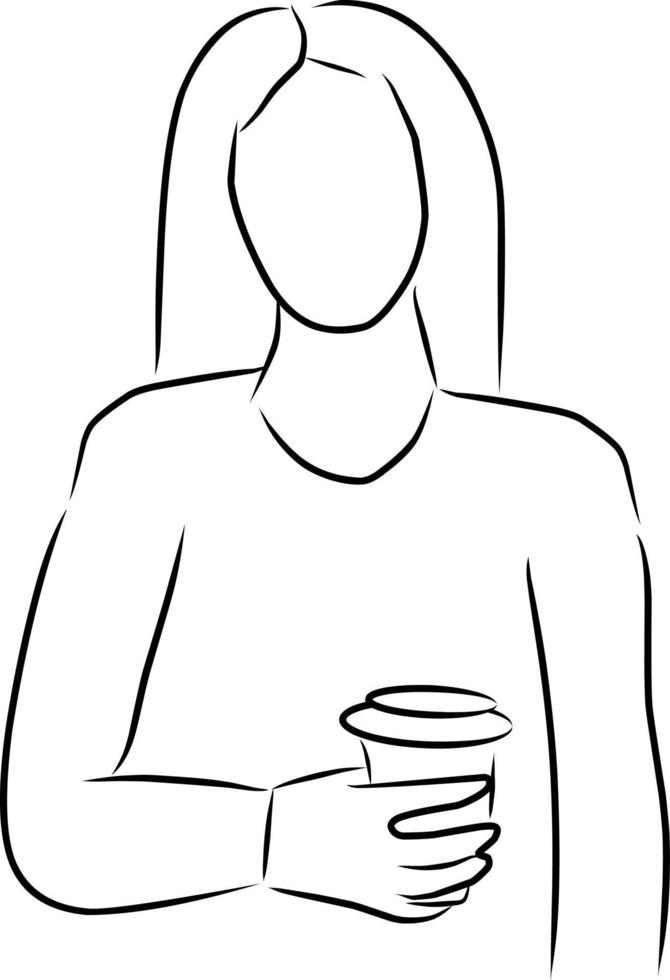 vrouw en koffie, vector. hand- getrokken schetsen. vector