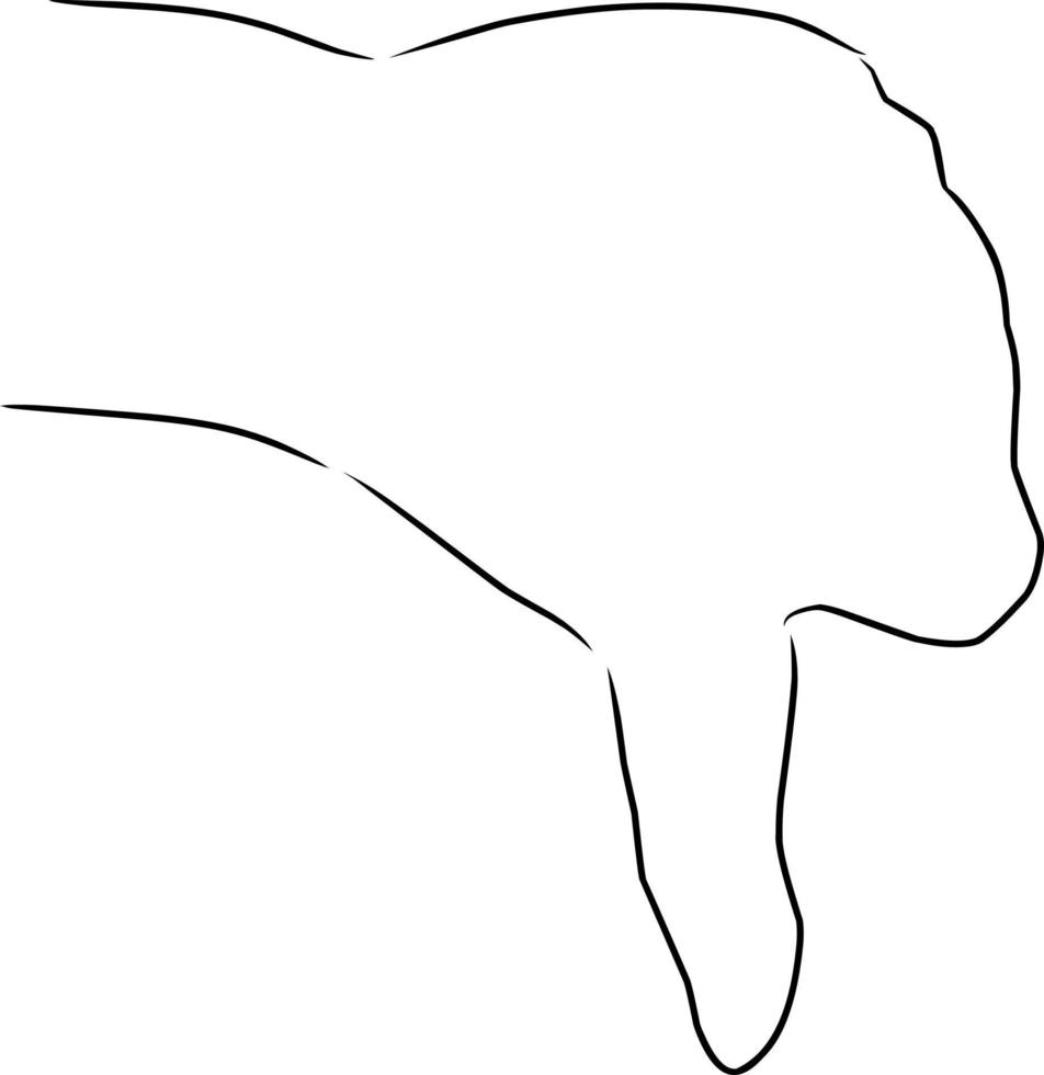 hand- tonen duimen omlaag, vector. hand- getrokken schetsen. vector