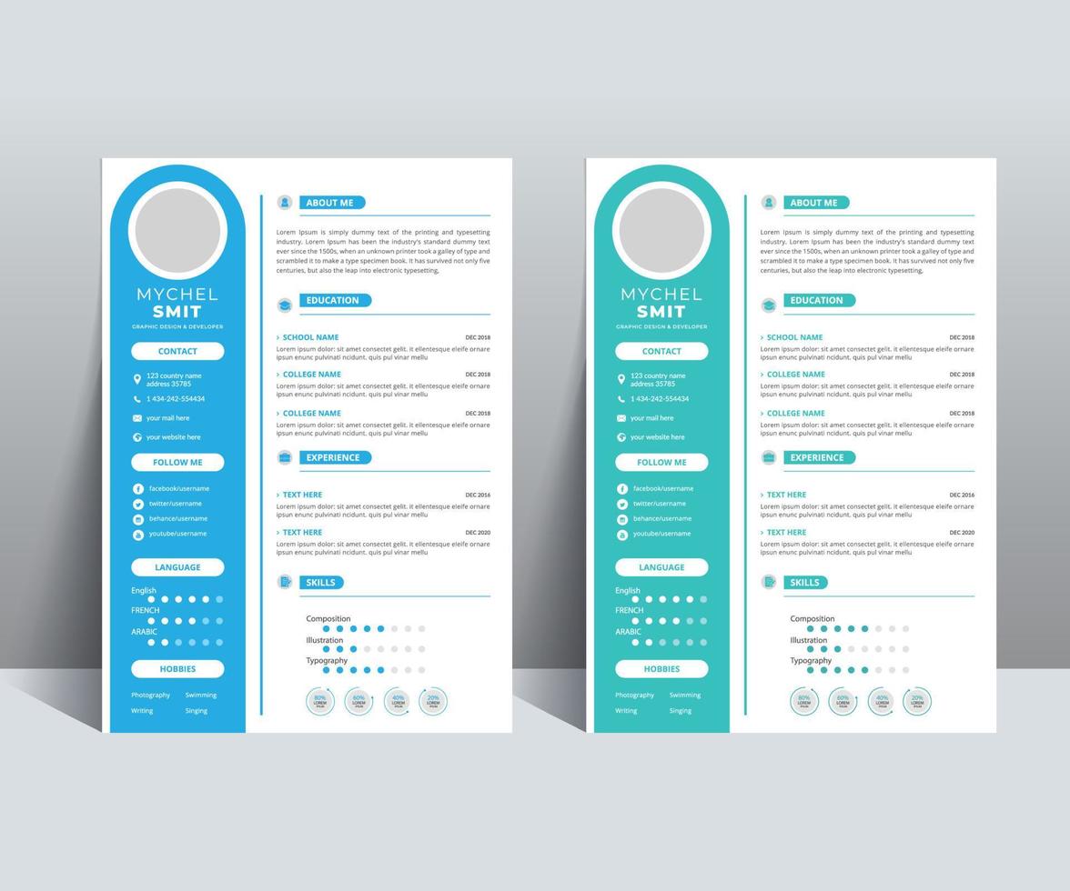 schoon hervat CV sjabloon vector