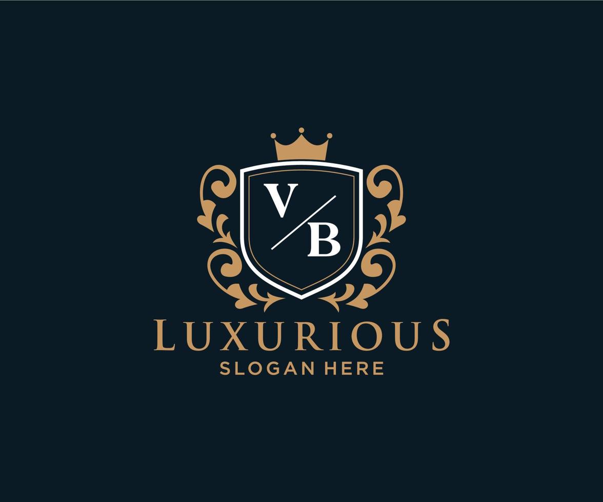 eerste bv brief Koninklijk luxe logo sjabloon in vector kunst voor restaurant, royalty, boetiek, cafe, hotel, heraldisch, sieraden, mode en andere vector illustratie.