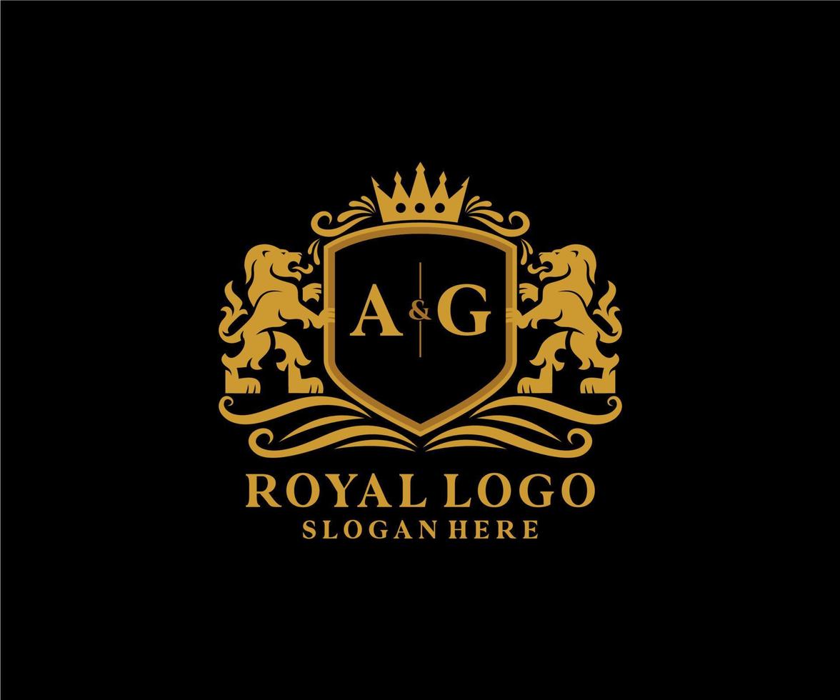 eerste ag brief leeuw Koninklijk luxe logo sjabloon in vector kunst voor restaurant, royalty, boetiek, cafe, hotel, heraldisch, sieraden, mode en andere vector illustratie.