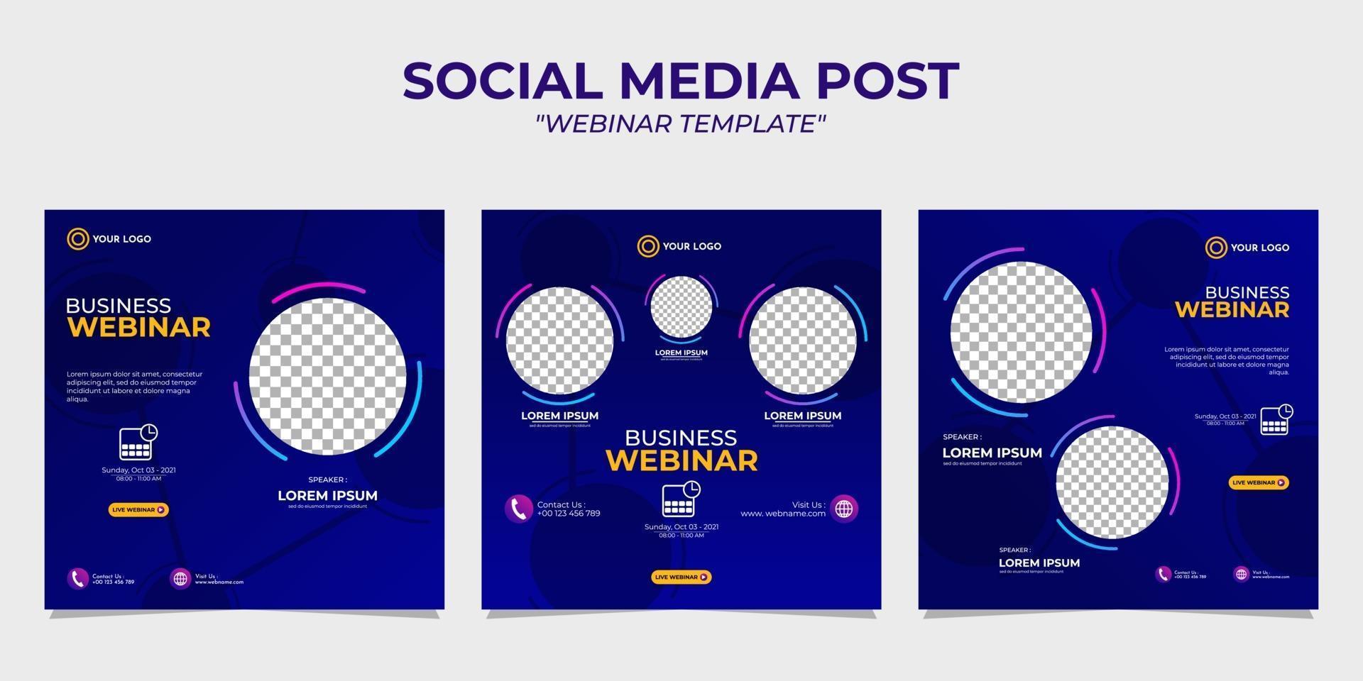 webinarsjablonen voor het plaatsen van verhalen op sociale media vector