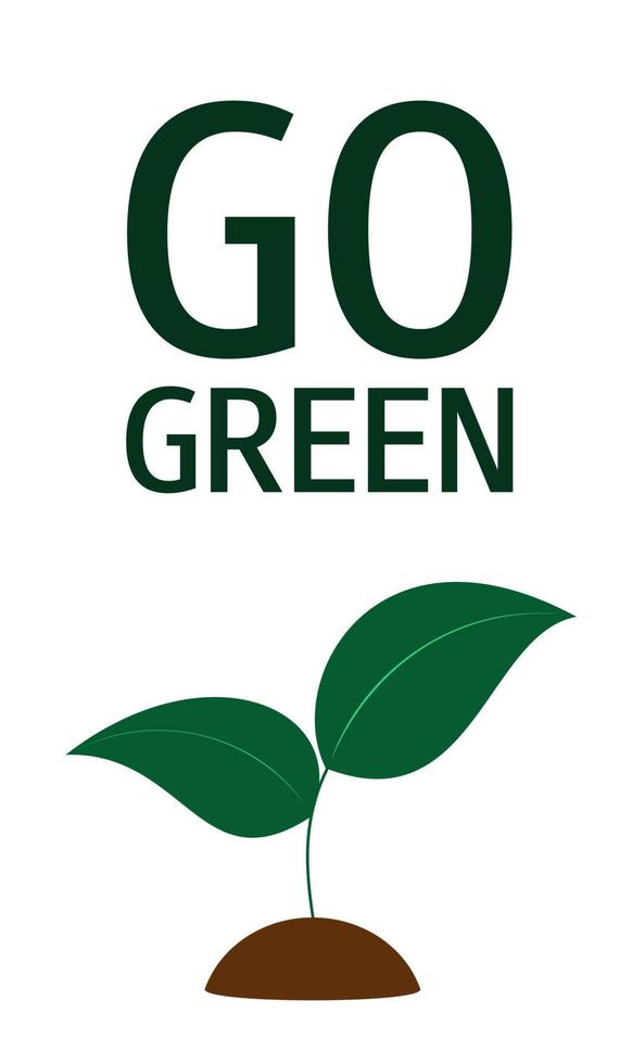 Gaan groen verticaal spandoek. eco vriendelijk spandoek. Gaan groen concept. groen aarde. vector
