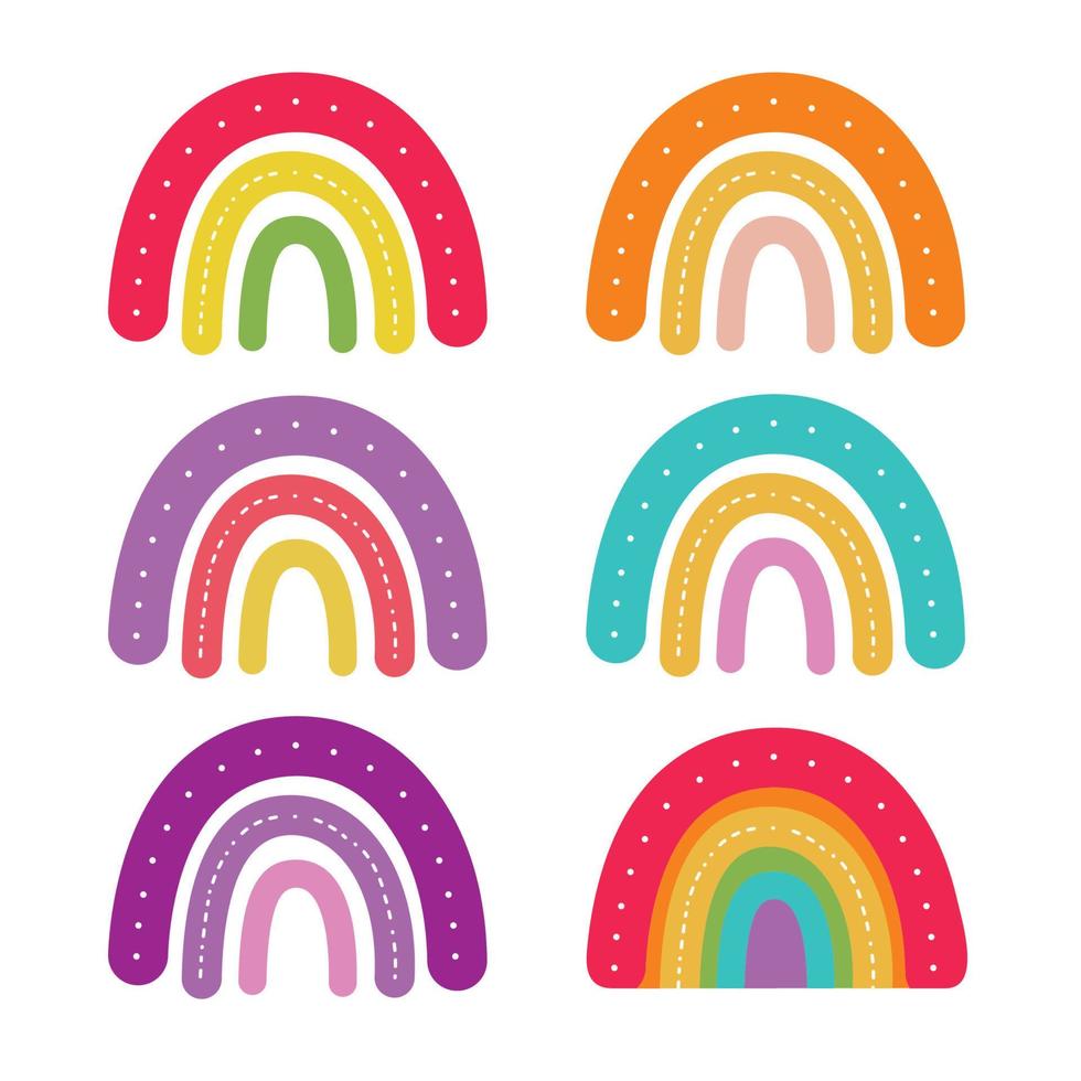 regenboog logo schattig hand- getrokken vlak ontwerp modern kleuren. vector