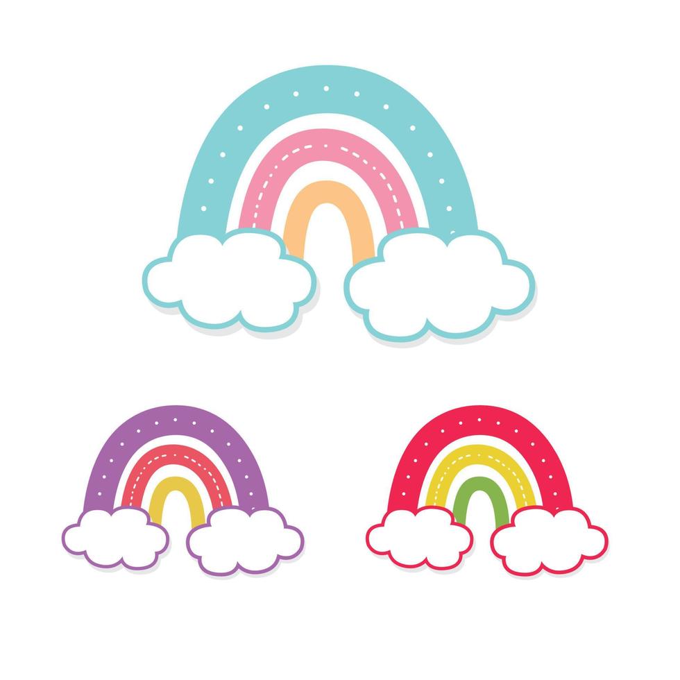 regenboog logo schattig hand- getrokken vlak ontwerp modern kleuren. vector